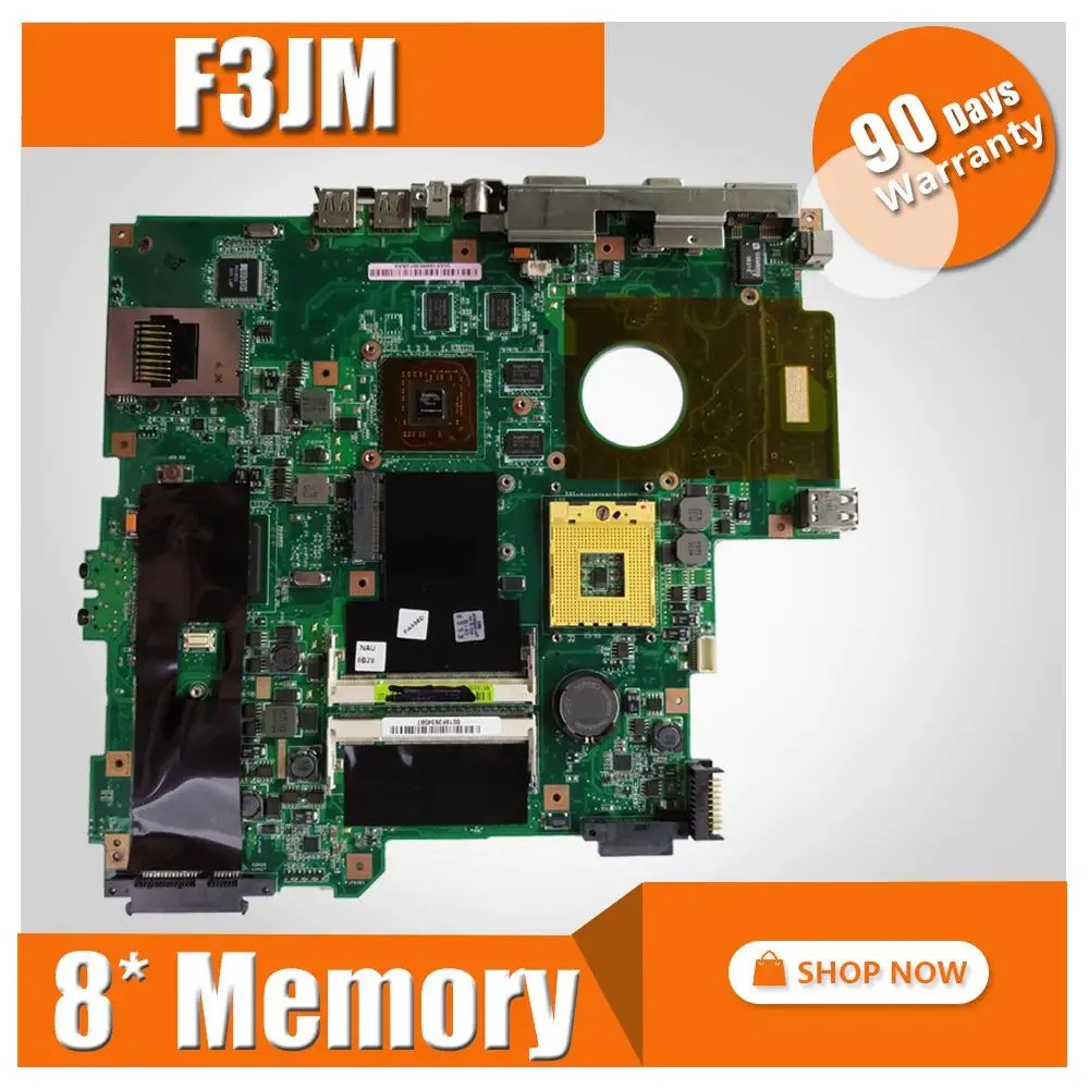 

F3JM Motherboard For ASUS F3J F3JC F3JM F3JA F3JP Laptop motherboard Mainboard test 100% OK 8* Memory