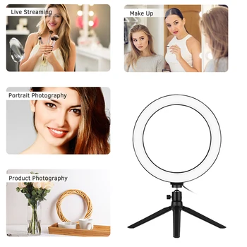 

10 Inch LED Ring Video Camera Photo lamp Studio selfie Light with Tripod Stand 3200K-5500K Dimmable Lamp 10 Brightness Level