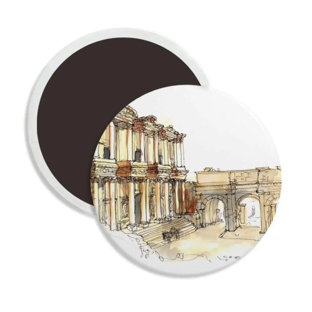 

Ephesus in Izmir Turkey Circle Ceramics Fridge Magnet 2pcs