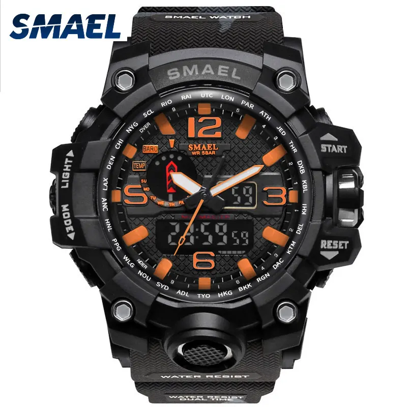 Orange Camouflage Military Watches SMAEL Brand Watch Digital LED font b Wristwatch b font Sport 1545B