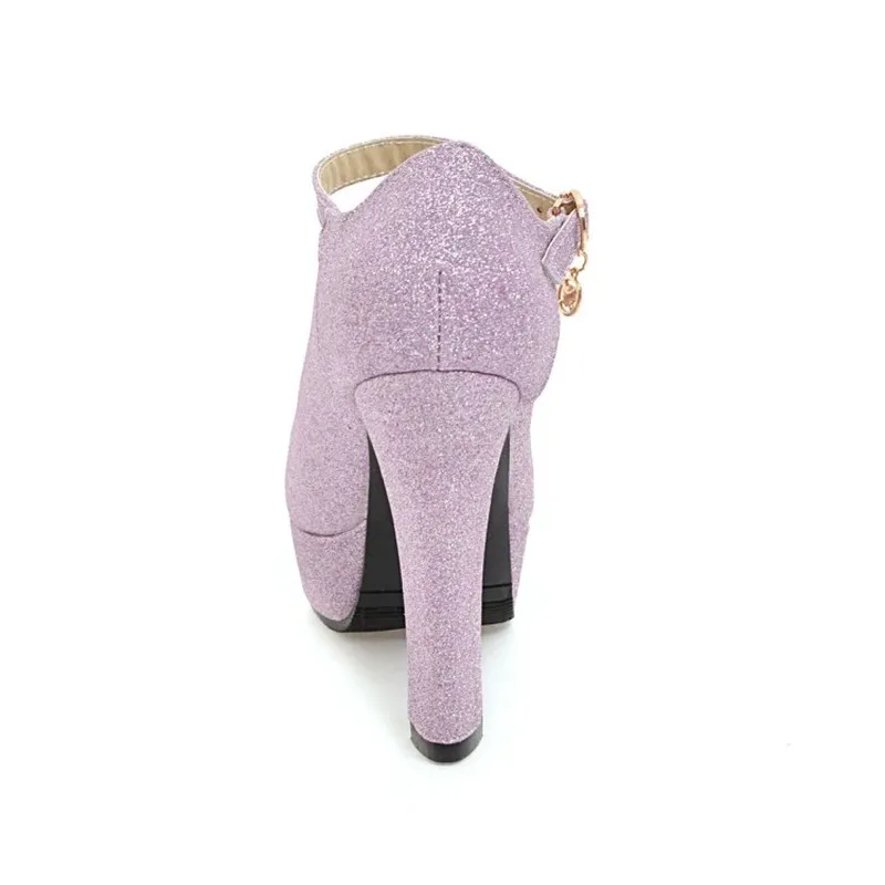 Women Pumps Super High Heels Sexy New Fashion Square Heel Platform 2018 Spring Autumn Pu Bling Party Wedding Shoes Gold Purple