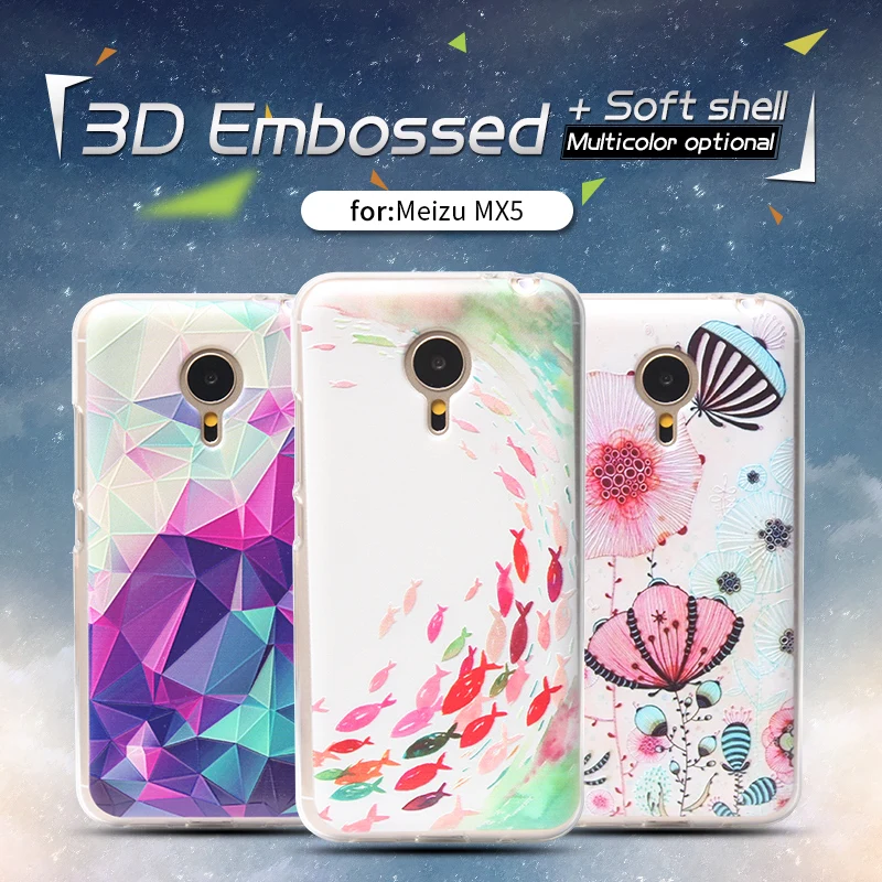 QBQB For MEIZU MX5 Phone Bag Case 3D Stereo Relief Painting Soft Silicon Back Cover Colorful New anti-knock TPU case |