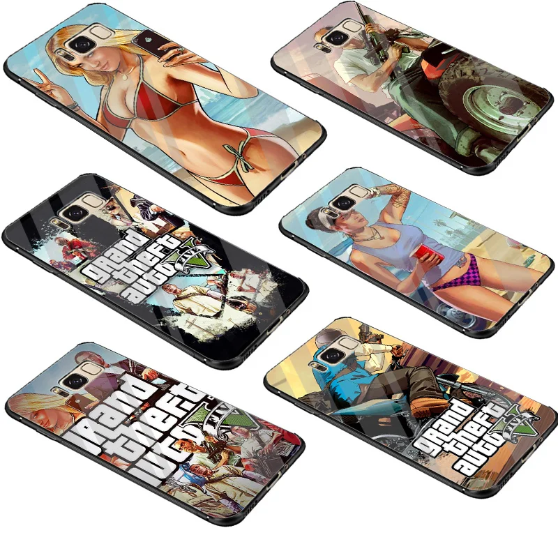 Стекло ТПУ GTA 5 чехол для samsung A10 A20 A30 A40 A50 A60 A70 S7 край S8 S9 Plus Note 8 9 S10|Чехлы-накладки| |