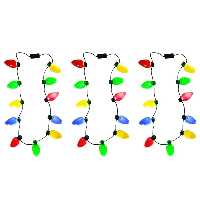 

3Pcs Christmas Necklace Lights 12 LED Bulb Party Necklace Lights Necklace String Lights Flashing Necklaces