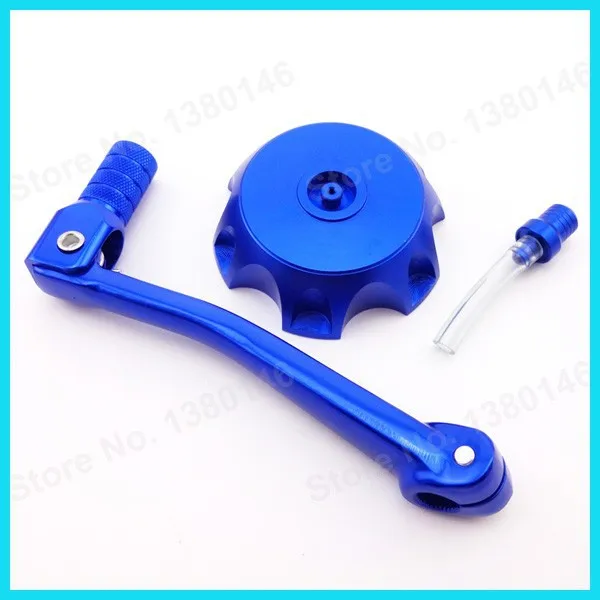 Синий газа топливного бака Кепки покрывающая телефон по всей поверхности+ Шестерни переключения передач рычаг переключения передач для 50cc 110cc 150cc SSR CRF50 китайский для Dirt Pit Bike мотоцикл