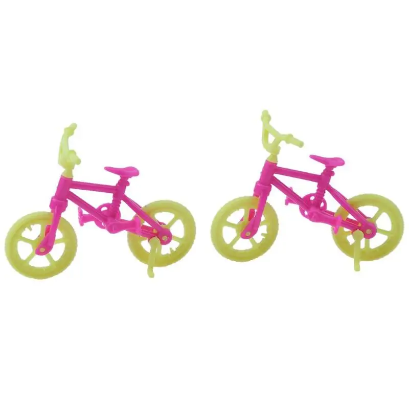 2pcs/lot Kids Mini Bicycles Toy Plastic Children Handmade Bike for Doll Accessories Child Play House Girls Dollhouse Preted Play