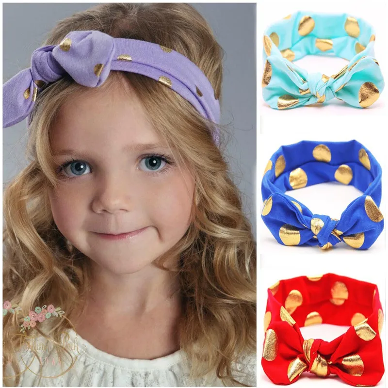 Baby Girls Headbands Children Hair Band 12 Colors Wave Dot Print