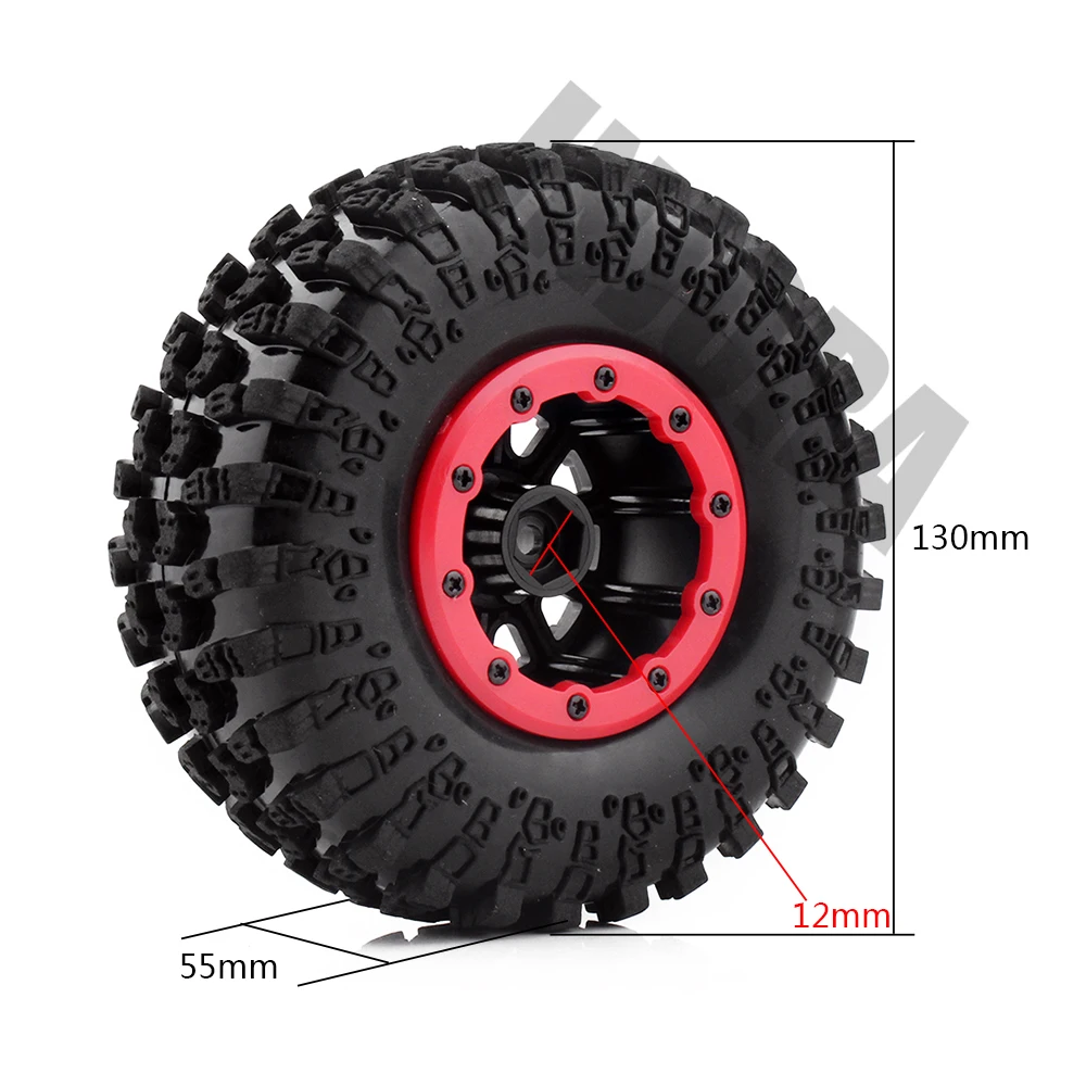 4 шт. 2 дюйма резиновые шины и пластиковый обод Beadlock для 1:10 RC Rock Crawler Axial SCX10 RR10 Wraith Yeti