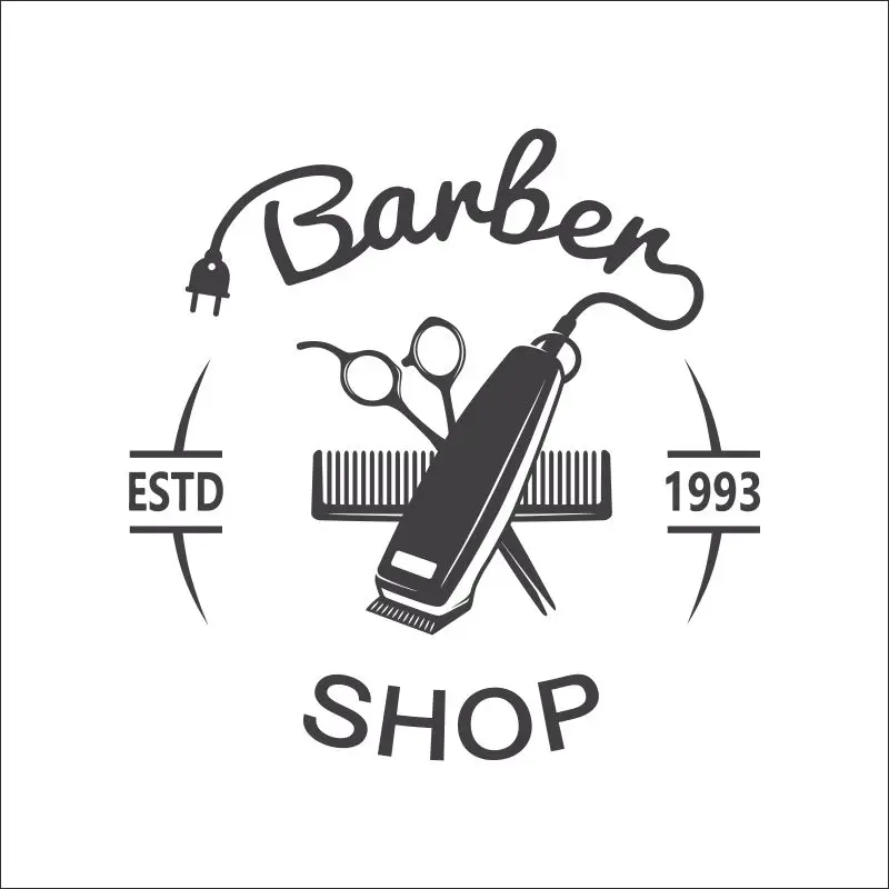 DCTAL hombre Barber Shop pegatina ESTD Chop Bread Decal Haircut pelo Clipper afeitar vinilo Wall Art decalques decoracion 9999