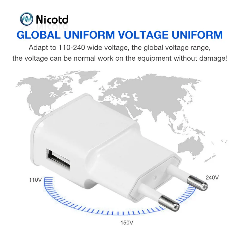 Nicotd 5V 2A USB Charger EU Plug Fast Charging Travel Wall Mobile Phone Charger For Huawei 8C 8X Mate 20 Xiaomi Samsung S10 plus (9)