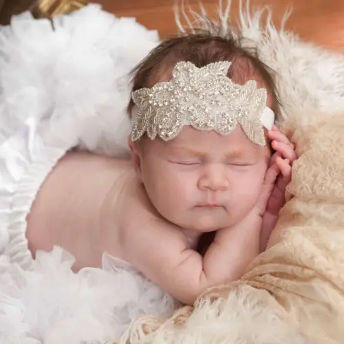 

HOT Baby Girls Adults Toddler Crystal Flower Leaf Christening Bridal Elastic Headband Hair Band Photography Props