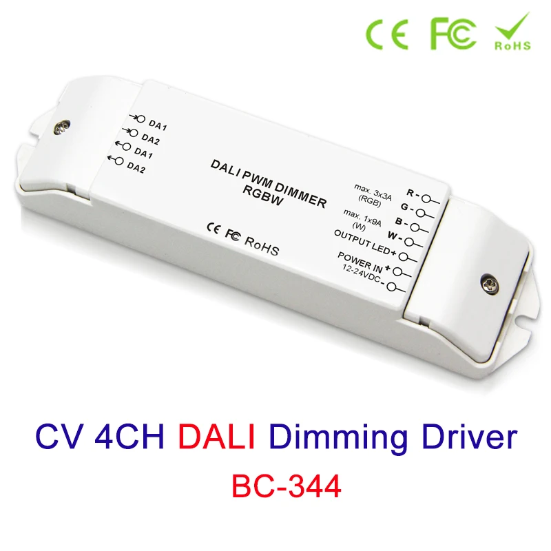 Новый CV 4 канала светодио дный DALI светодио дный лампы RGBW драйвер DC12-24V RGB: 3A/CH * 3 Вт: 9A/CH * 1 ШИМ Диммер контроллер для RGBW светодио дный полосы