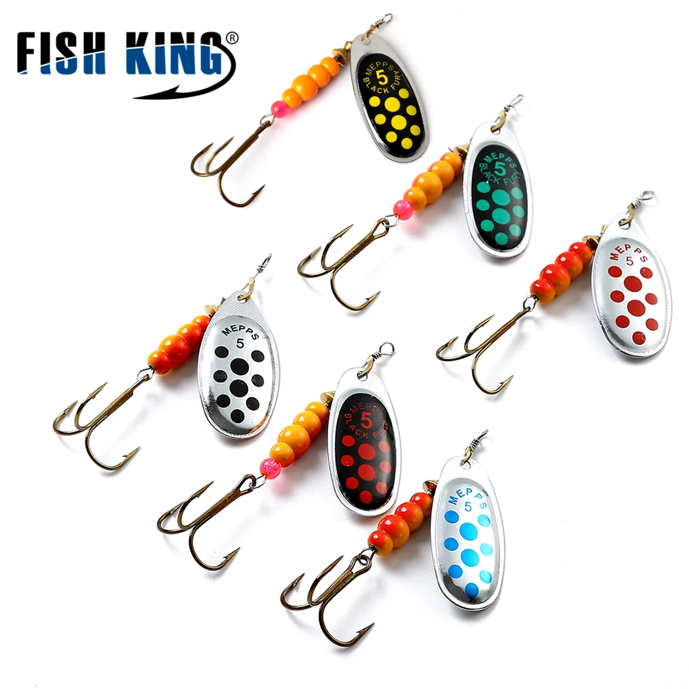 

FISH KING MEPPS 6 Color 0#-5# Spinner Bait With Mustad Treble Hooks 35647-BR Arttificial Bait Fishing Lure