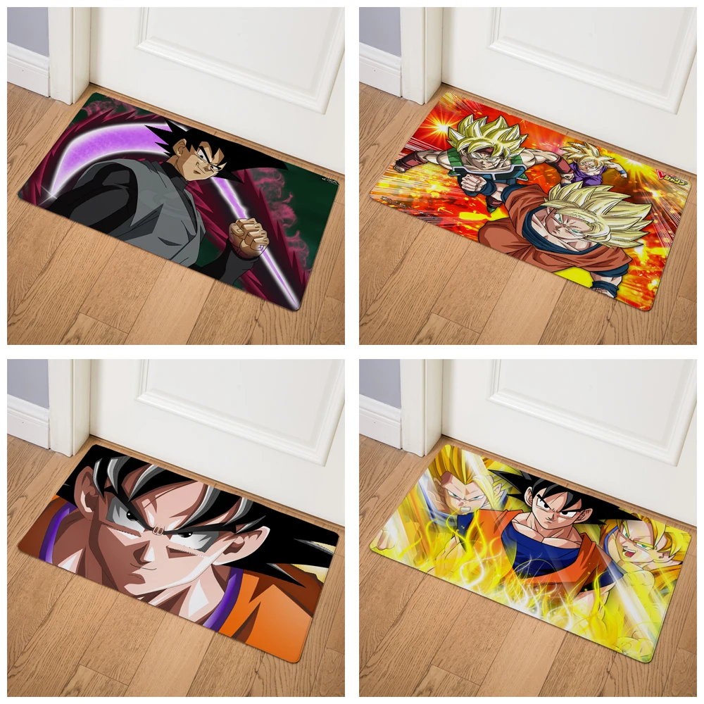 Dragon Ball Son Goku Коврик для пола кухня ванная комната Нескользящие дверные коврики 46*76 ПВХ кожа мультяшное украшение для дома аниме печать ковры