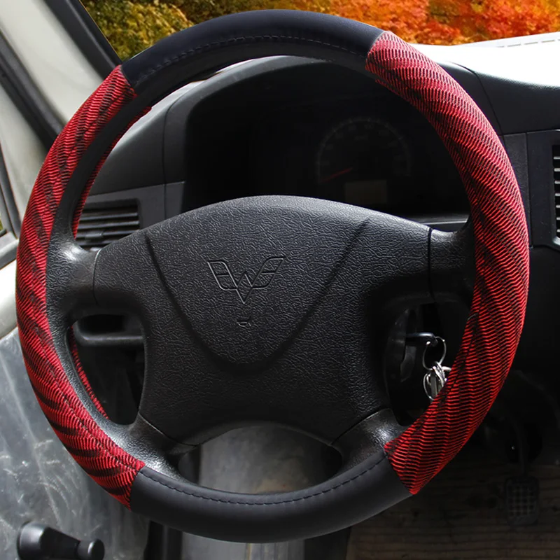 KKYSYELVA Silk Leather Steering Wheel Covers for Car Bus Truck 36 38 40