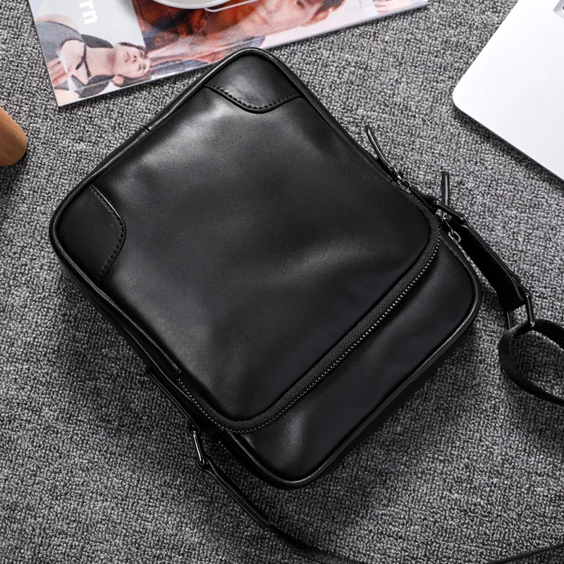 

Wmuo Men's Bag Leather Business Casual Baotou Layer Cowhide Quality Goods Satchel Oblique Cross Package Inclined Shoulder Bag