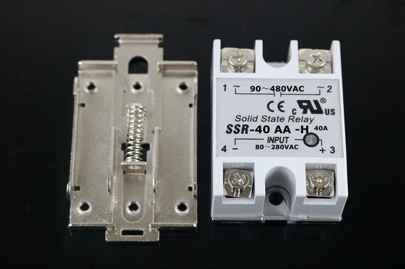 

AC 80-280V Temperature Control Solid State Relay w DIN Rail Base 40A SSR-40AA-H