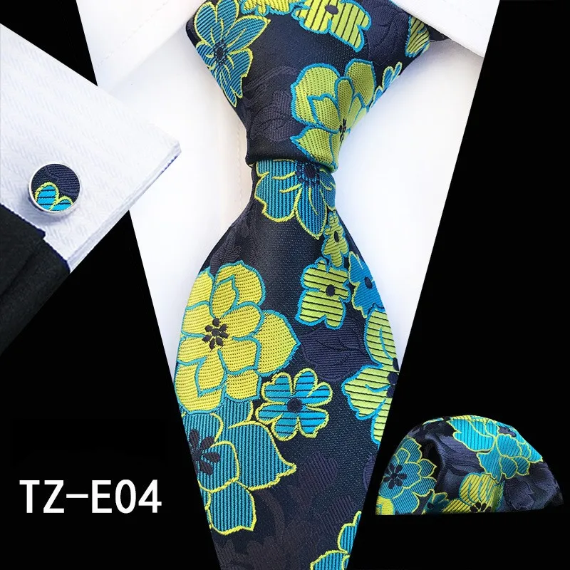 Для мужчин s галстук жаккардовые шелковые галстуки карман квадратный запонки модные цветочные галстуки для 8 см Corbatas Небесно голубой - Цвет: TZ-E04
