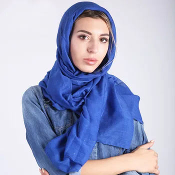 

2019 Glitter Muslim Hijab Scarf For Women Thin Summer Solid Shawl Headscarf Islam foulard femme Wrap Balinese Turban Scarves