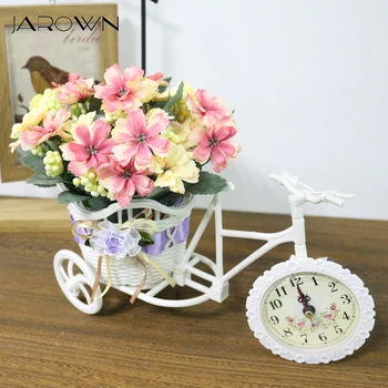 

JAROWN Artificial Clocks Bicycles Flower Basket Silk Flower Set For Wedding Decoration Home Office Desktop Decoration Flores