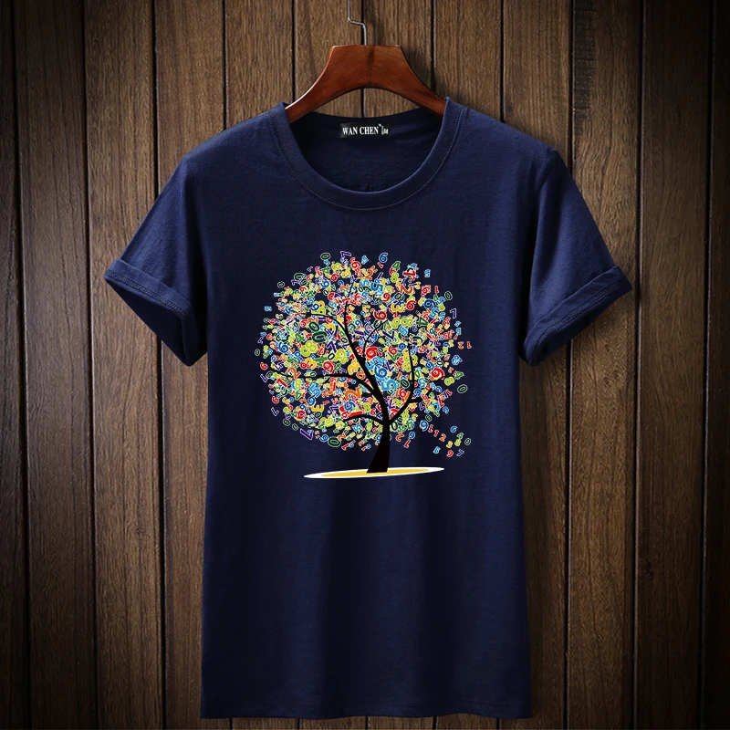 

2019 New Fashion Lucky Tree tshirt Printed Men T shirt Short Sleeve Casual t-shirt Hipster Fractal Pattern tees Cool Tops