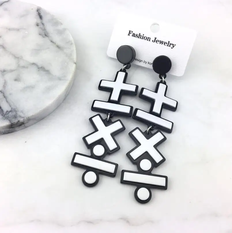 

Unique Punk Math Symbol Acrylic Dangle Earrings for Women Korean Creative Geometric Funny Earrings Night Club Girl Jewelry Gift