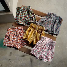 Летнее платье для маленьких девочек, Цветочный принт шорты Детская одежда для девочек ясельного возраста, брюки PP