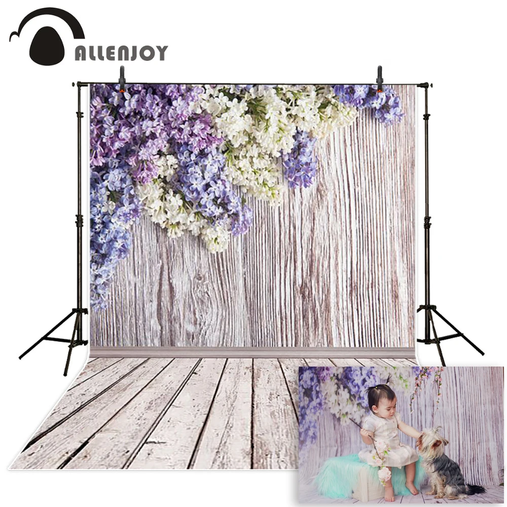 

Allenjoy 10ftx6.5ft Photography Backdrop romantic flower brick wooden wedding photography background for photography studio