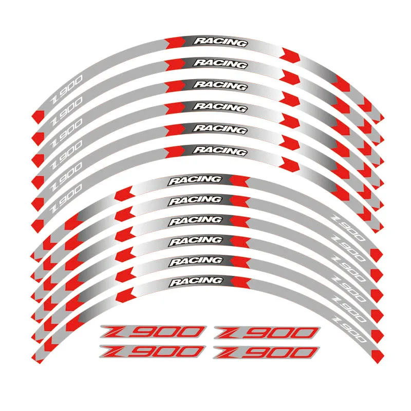 Горячая 9 цветов мотоциклетные Светоотражающие 17 дюймов обод колеса полоса Наклейка Передняя Задняя наклейка полный набор для Kawasaki Z900
