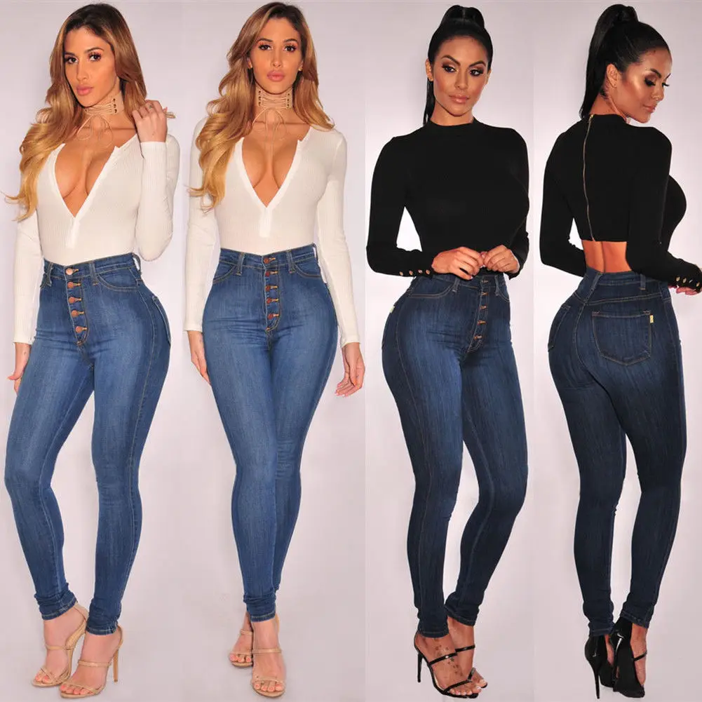 Women Stretch High Waist Jegging Denim Jeans Skinny Slim Pants Trousers Leggings Fashion Casual Daily Clothes Skinny Pencil