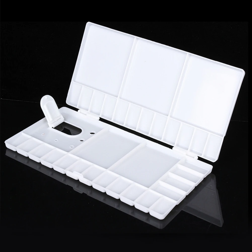

33 Grid Watercolor Tool Artist Painting Box Finger Hole Plastic Empty White Paint Palette Art Supplies Gouache Storage Foldable
