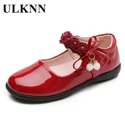 ULKNN/кожаная обувь для девочек для детей, повседневная обувь Мэри Джейн, детская обувь с цветами и бантом-бабочкой, лакированная кожа, menina