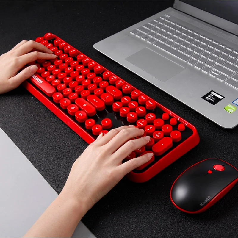 

High quality Wireless Punk Dot Key Keyboard Mouse Set Gaming Keyboard and Mouse Home Office PC Computer keyboard For Gamer