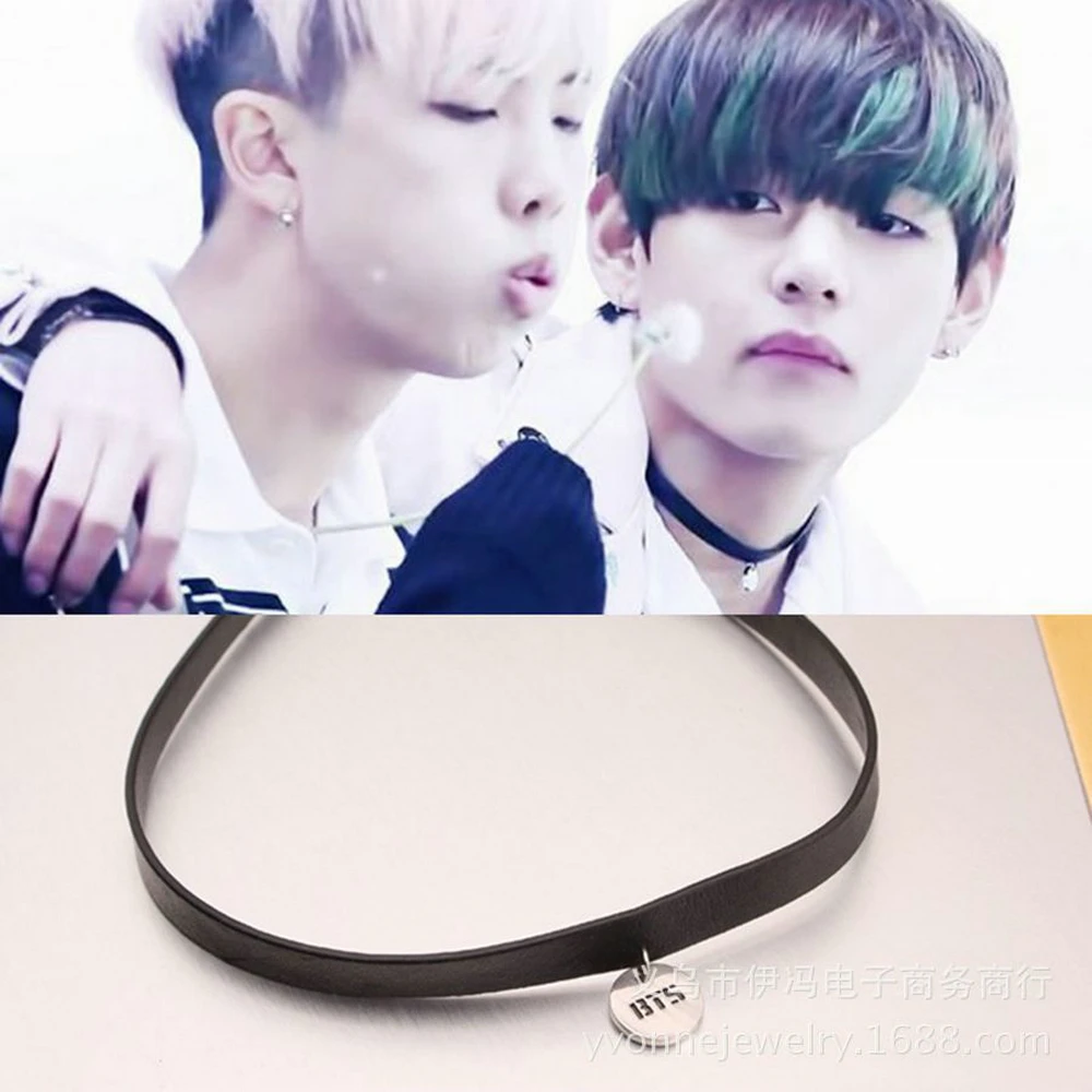 

Fashion Kpop Pendant Leather Choker Necklace BTS Blackpink Seventeen Monsta x EXO Necklace Gift jewelry