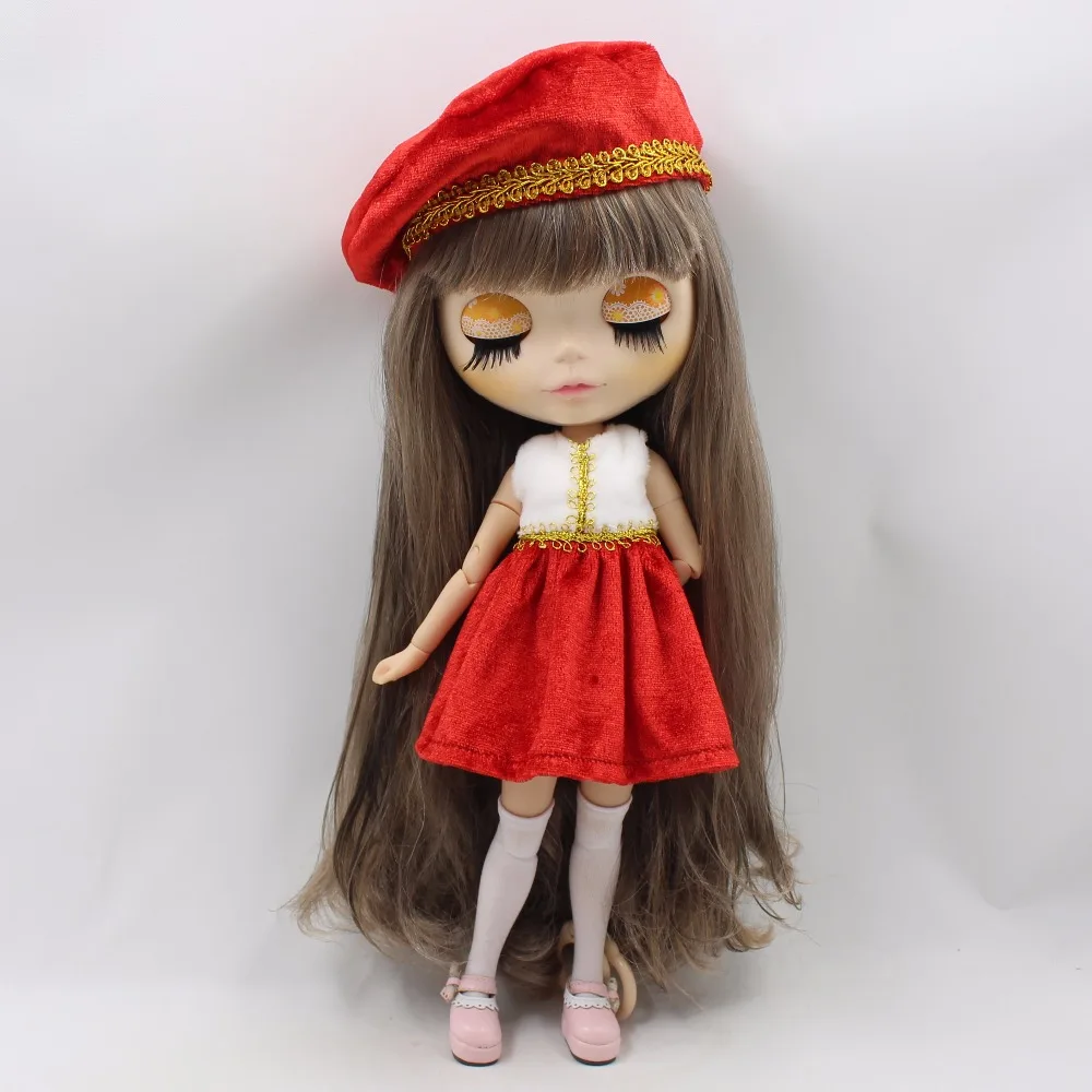 DBS blyth кукла ледяное тело Рождественский костюм одежда красные береты платье