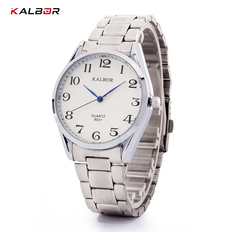 

KALBOR Watches Men 2018 Fashion Stainless Steel Waterproof Fashion Simple Male Clock Wristwatch Casual Men's Quartz Watch