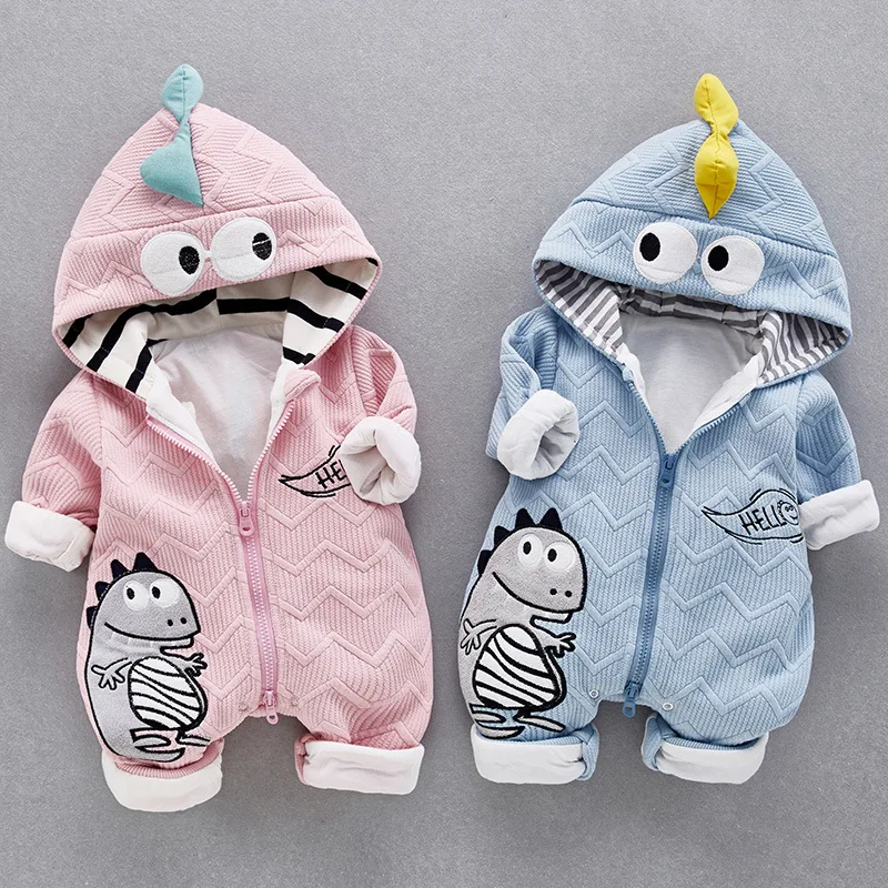 

Keep Thick warm Infant baby coat rompers Winter kids clothes Newborn baby Boy Girl Jumpsuit Hooded mantle Outerwear For 0-24M