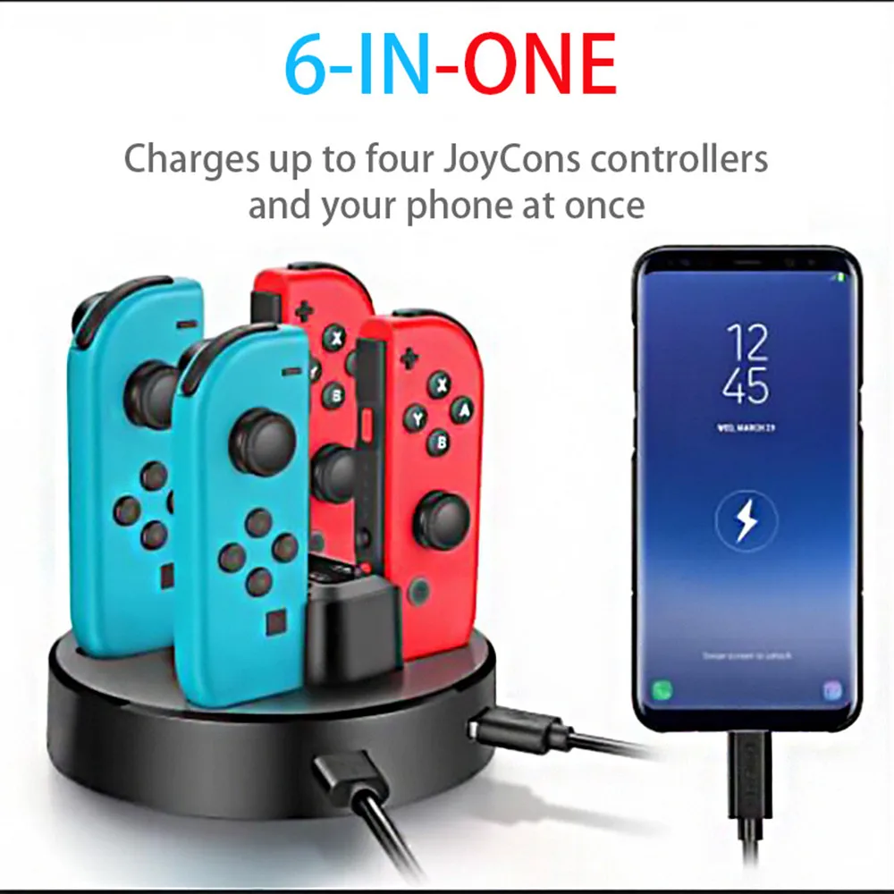 Док-станция для зарядки Joy-Con для Nintendo doswitch 4 контроллеров Joycon 4 в 1 Подставка для зарядного устройства для Nintendo DOS Switch NS