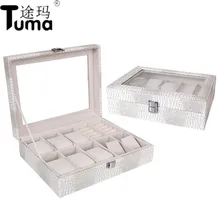 Для часов Дисплей коробка из высоко-классной крокодиловой ПУ кожи часы держатель торговая модная практичные, для часов, ювелирная коробка, торговля