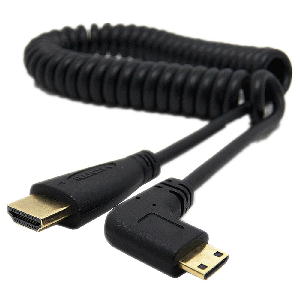 HDMI под прямым углом Mini HDMI пружинный изогнутый гибкий кабель V1.4 DSLR 0,5 M/1,5 M