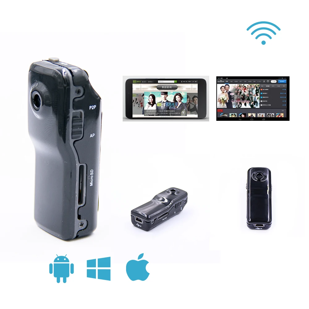 HD Mini Портативный P2P сети Wi-Fi Беспроводной Камера видеокамера Запись видео DVR для