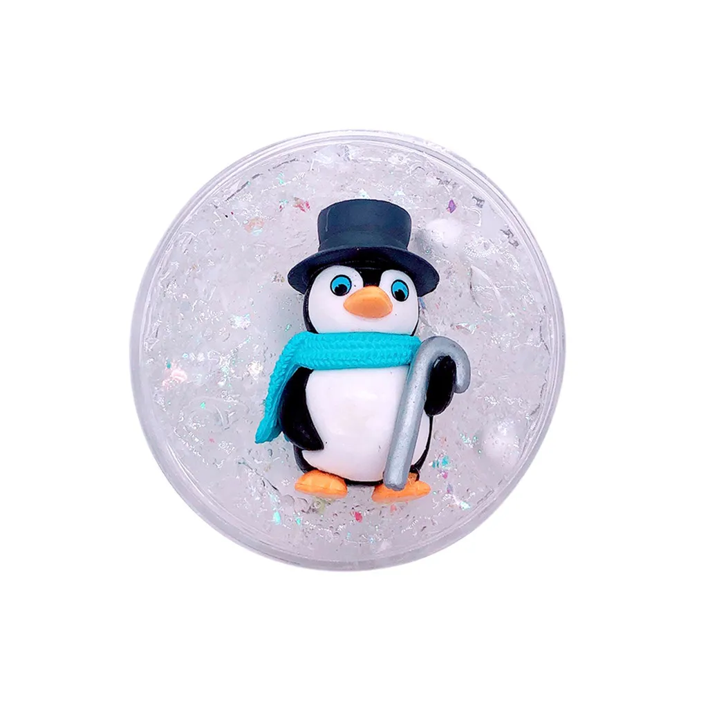 Пена ясная пушистая слизистая грязь DIY хрустальный Пингвин антистрессовая игрушка рисовые зерна моделирование из пластилина глина для детских игрушек - Цвет: White