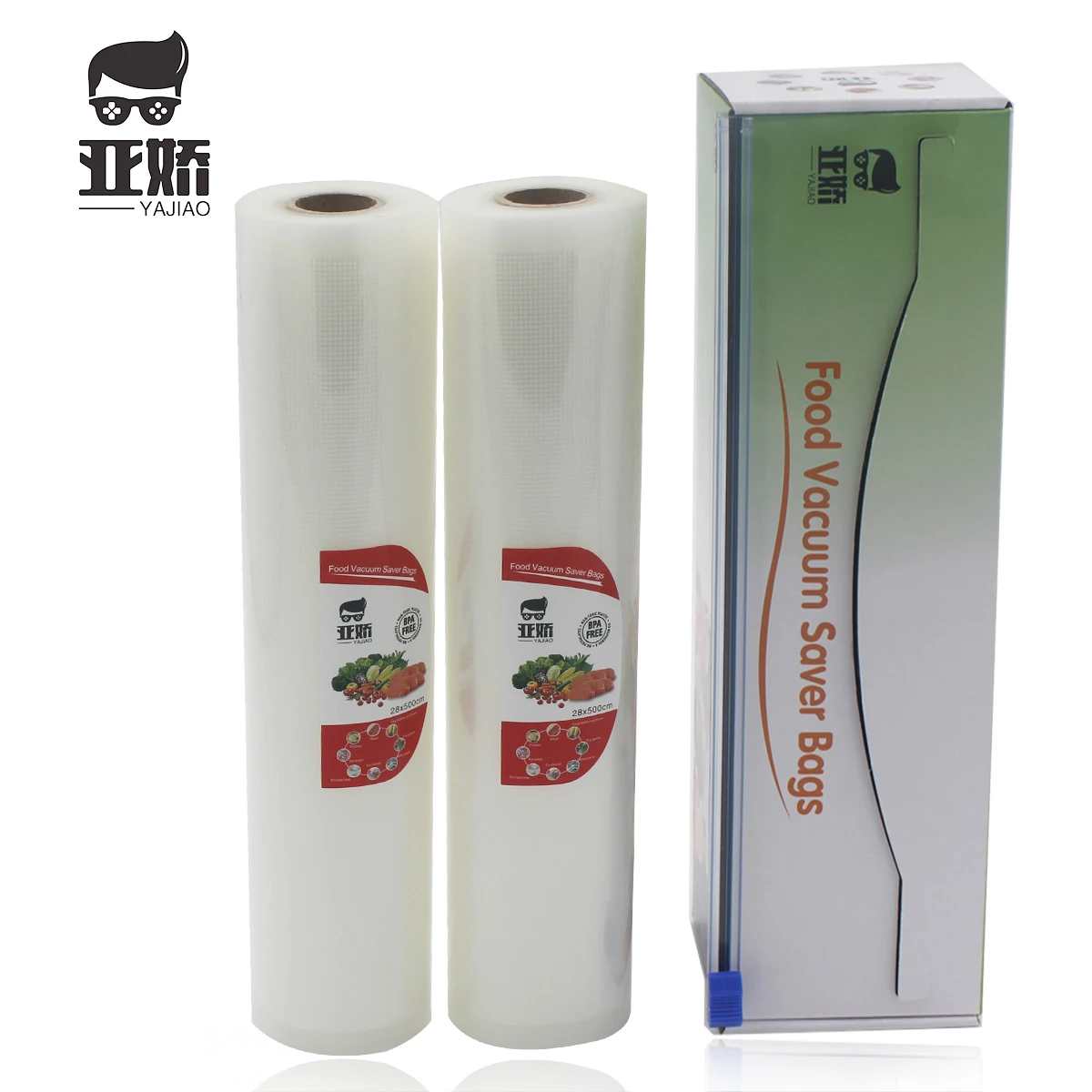 

YAJIAO 2rolls 28*500cm Vacuum Sealer Bag with Cutting Knife Box For Vacuum Sealer Food Fresh Kitchen Long Keeping Storage Bag