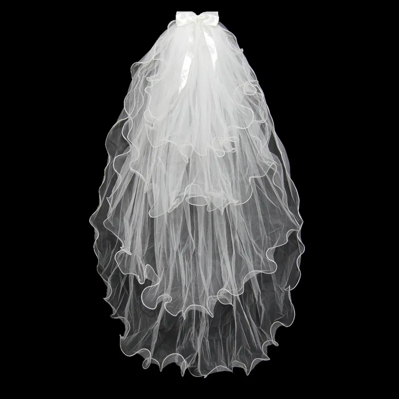 

Short 4 layers Tulle Bridal veils Pencil Edge Cheap Fashion Princess Hot sale Wedding party veil High quality
