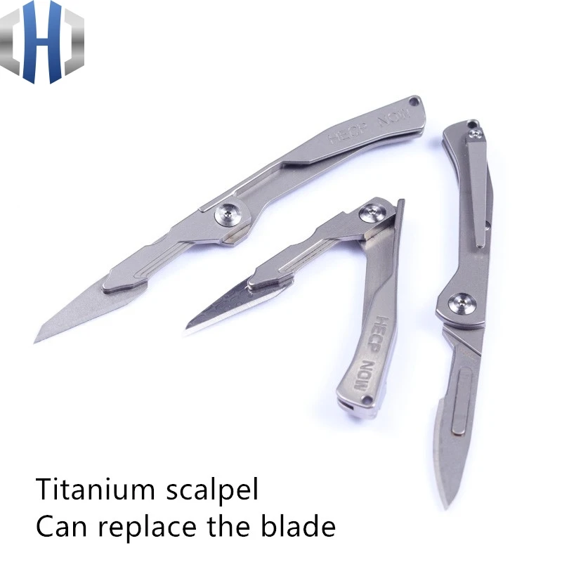 Titanium Alloy Folding Utility Knife Surgical Blade EDC Portable Outdoor Folding Knife Utility Knife Can Be Replaced Blade
