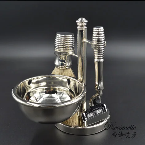 Pêlos de Texugo Pincel de Barba Stand e Metal e Tigela Tigela de Barbear para Homens Dscosmetic Alta Qualidade Silvertip Barbear de Barbear para Homens Mach 3 Navalha Barbear 2 quality shaving brush