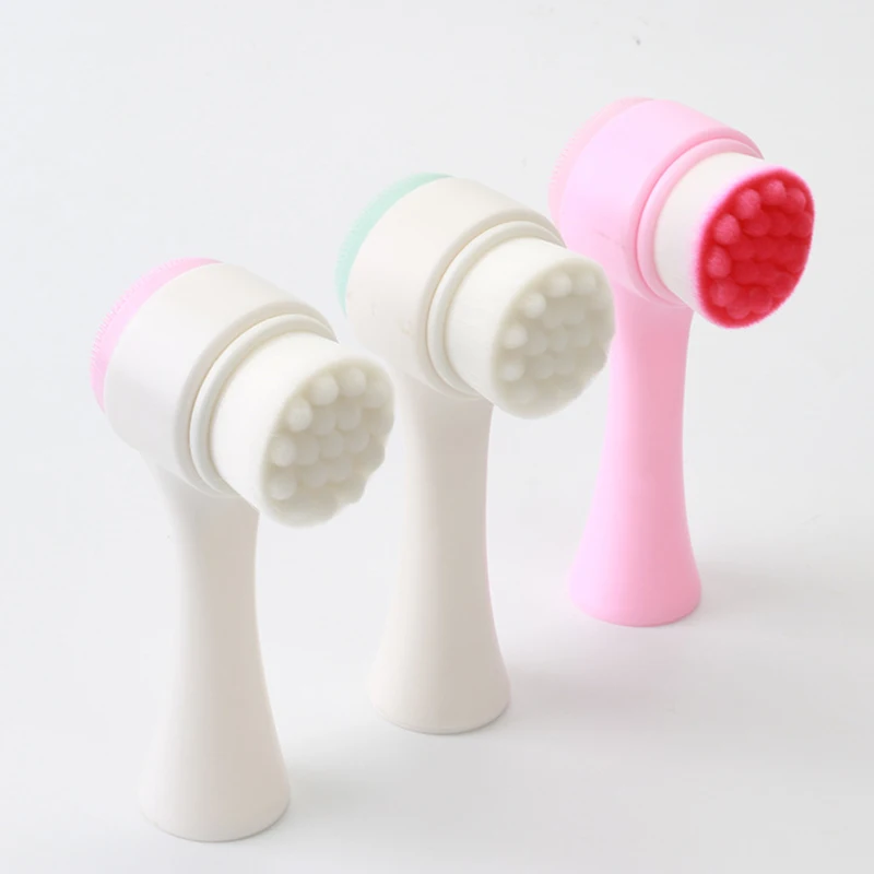 

Face Massage Washing Skin Care Double Side Silicone Facial Cleanser Wash Brush Soft Mild Fiber Face Cleaning Portable Size