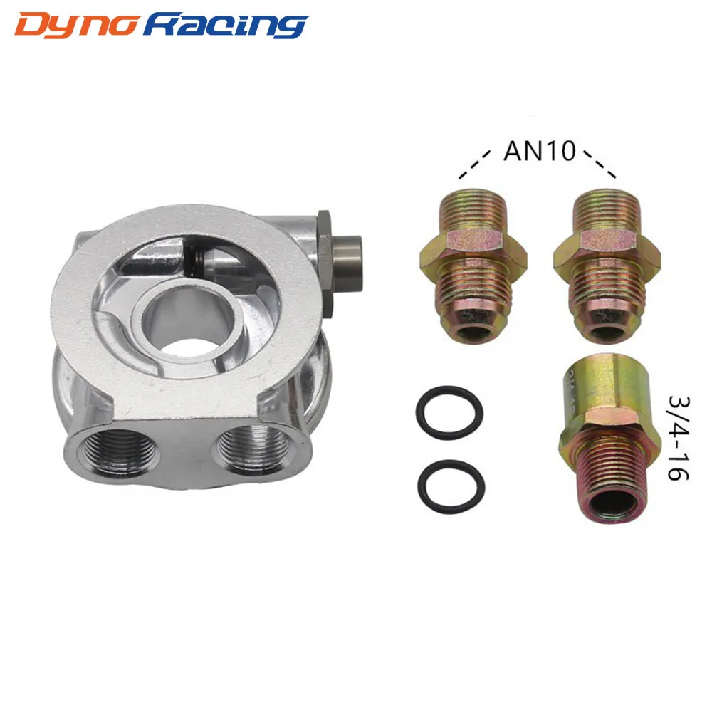 AN10 Oil Filter Sandwich Adapter Plate With 80°C Thermostat - For Oil Coolers