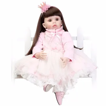 

70cm Reborn Silicone baby Vinyl Newborn pink girl Dolls 28inch toys collectible doll modeling princess toddler boneca kids toys