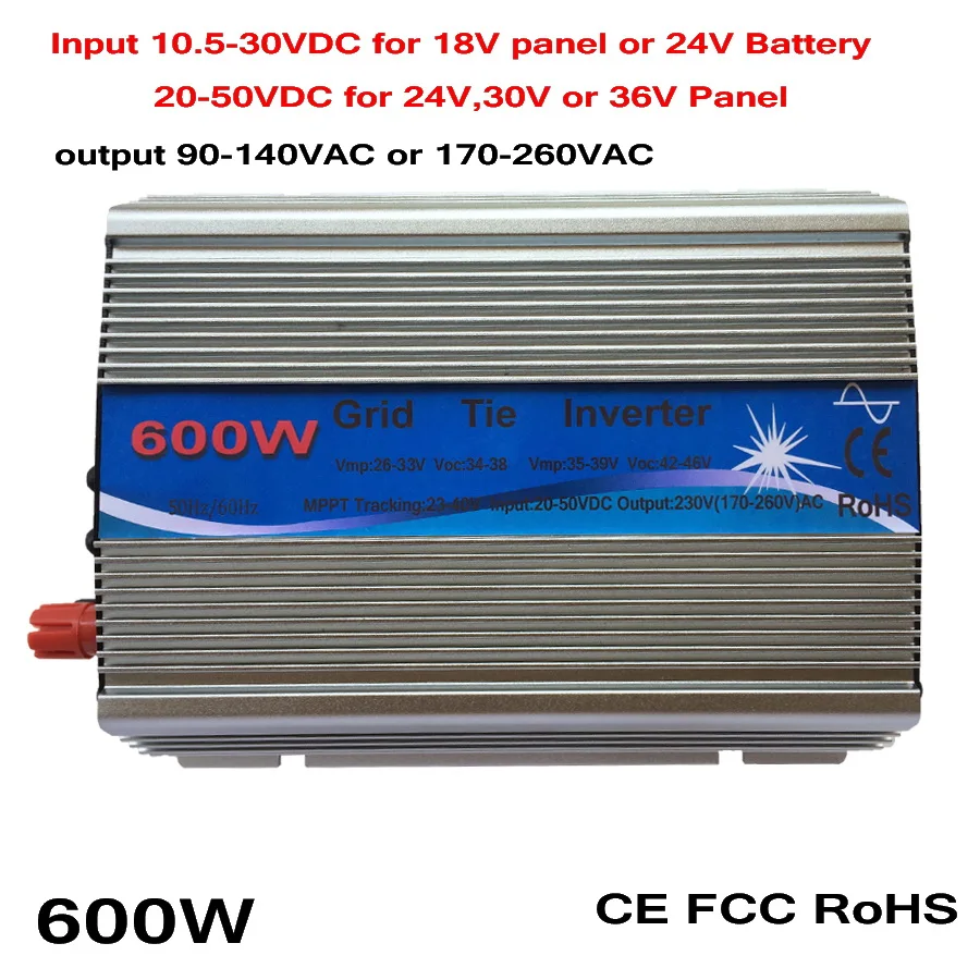600 Вт Сетка галстук инвертор 10,5-30VDC 20-50VDC вход солнечный инвертор ветровой энергии 180-260VAC или 90-140VAC выход на сетке галстук инвертор